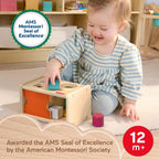 Wood Montessori Toy Object Permanence Box Sort & Find, American Montessori Society Seal of Excellence, Wooden Shape-Sorter Learning Activity for Baby Ages 1+ Years