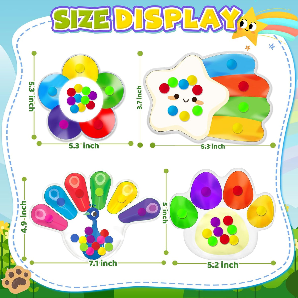 4PC Color Sorting Sensory Toys for Toddler, Travel Toys Roadtrip Activities for Kid 3-5 Fine Motor Autism Autistic Fidget for Preschool Classroom Calm Down Toy for Kid 2 3 4 Year Old Boy Girl Gift