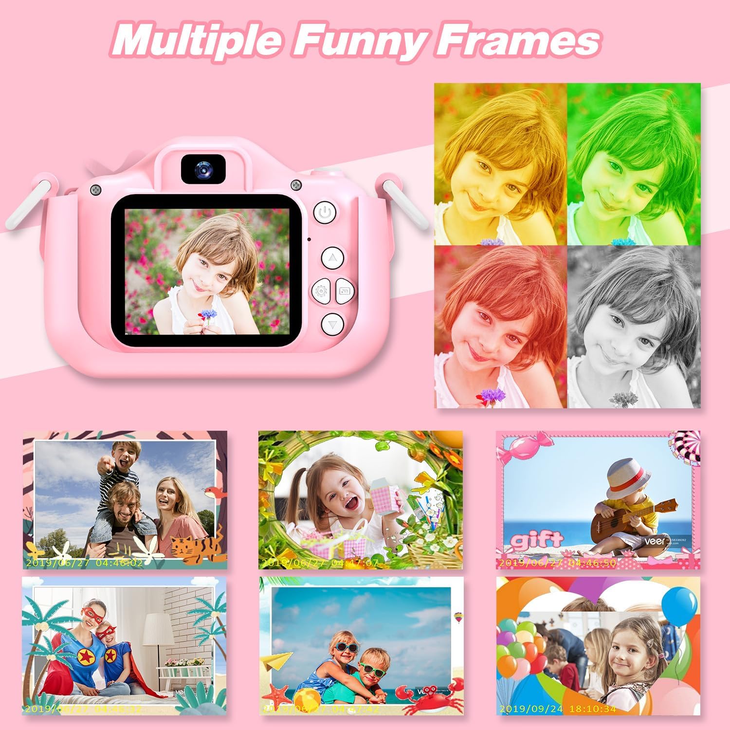 Kids Camera Toys for 3-8 Year Old Girls Boys,Children Digital Video Camcorder Camera with Cartoon Soft Cover, Best Chritmas Birthday Festival Gift for Kids