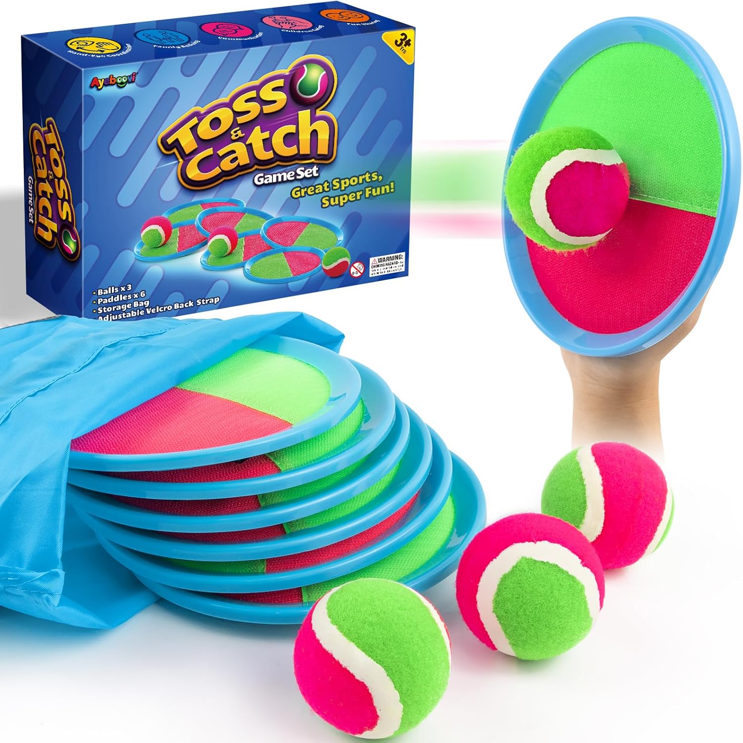 Ayeboovi Toss and Catch Ball Outdoor Beach Pool Toys for 3 4 5 6 7 8 Year Old Boys Girls Birthday Gifts Easter Basket Stuffers Outside Yard Games for Kids and Family Activities