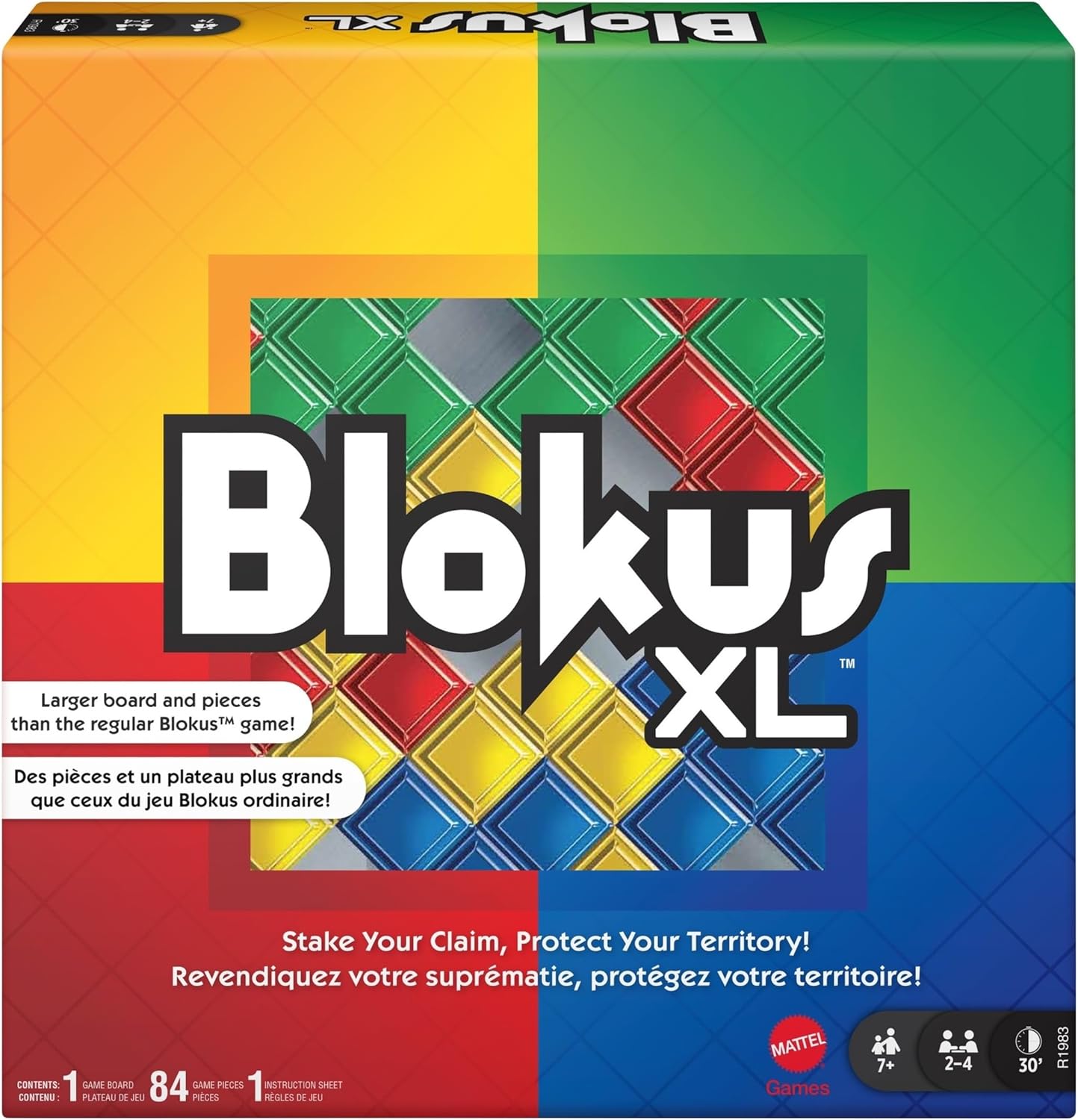Blokus XL Board Games for Family Night, Brain Games for 2 to 4 Players, Oversized Board and Pieces | Classic Strategy Play with "Just One Rule," featuring Oversized Board and Pieces
