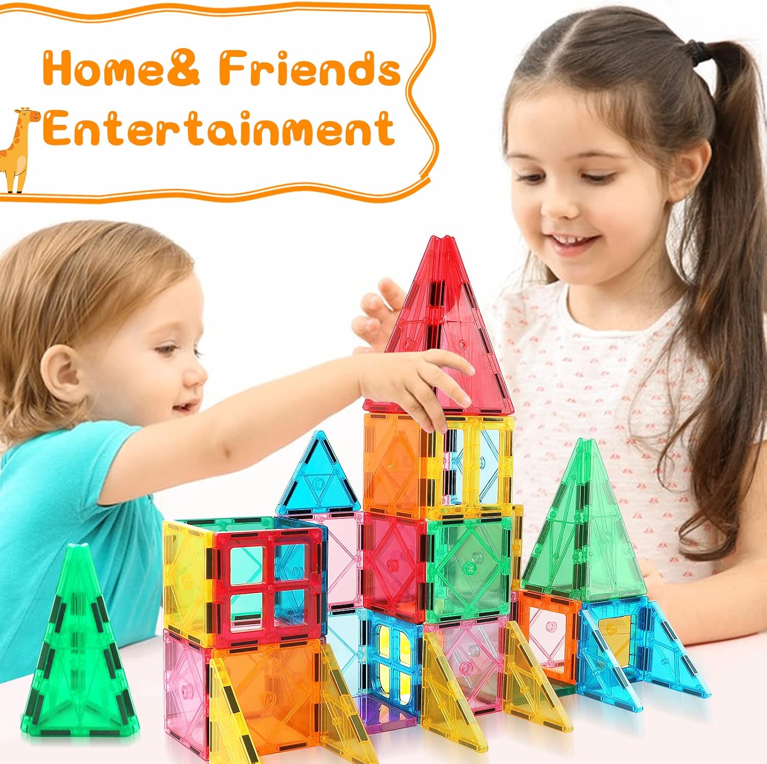 Magnetic Tiles Building Blocks for 3 4 5 6 7 8+ Years Old Boys Girls Colorful Magnet Stacking Toys Birthday Gift for Toddlers STEM Preschool Educational Construction Tiles Set