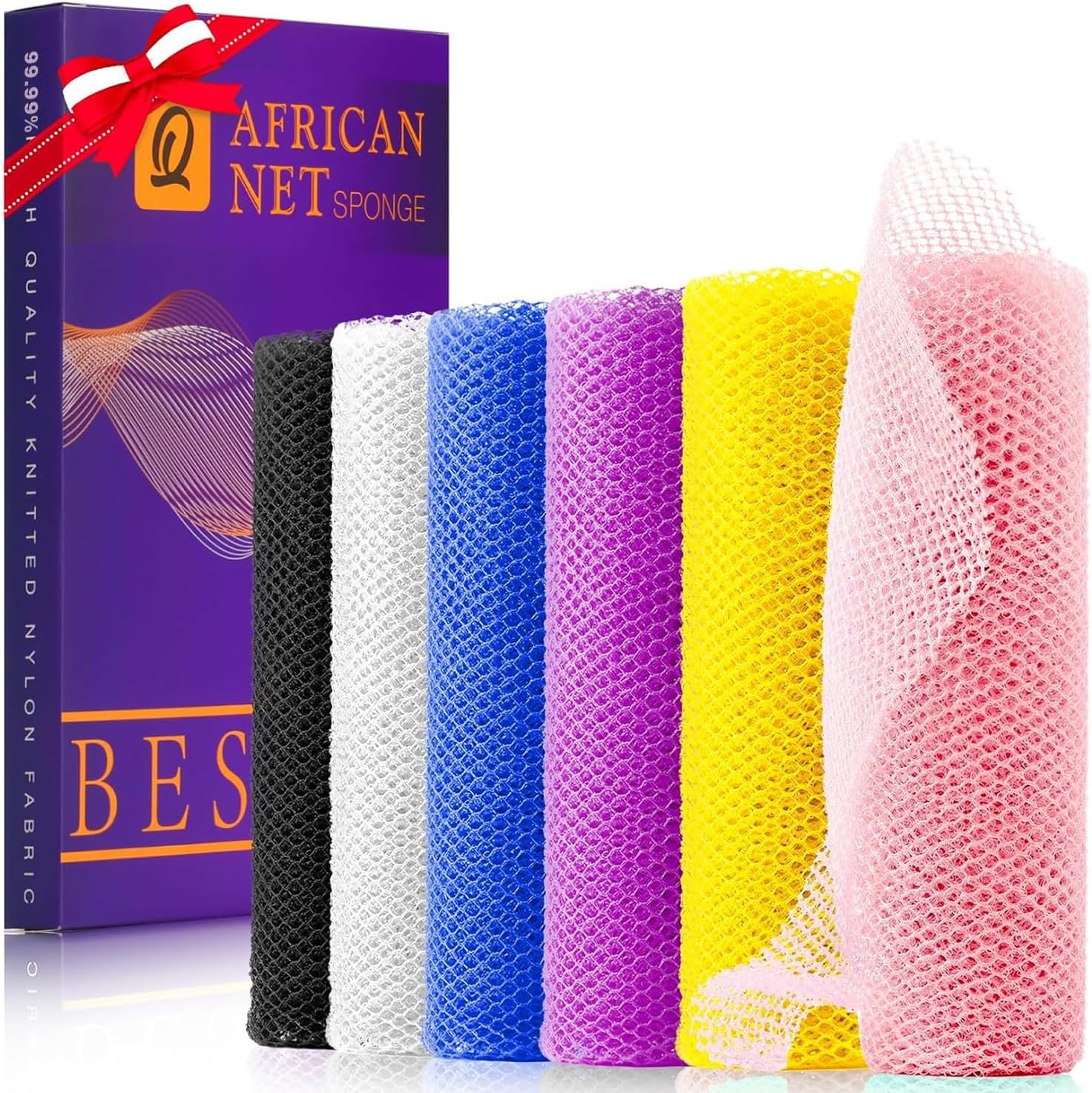 African Bath Sponge African Net Long Net Bath Sponge Exfoliating Shower Body Scrubber Back Scrubber Skin Smoother,Great for Daily Use