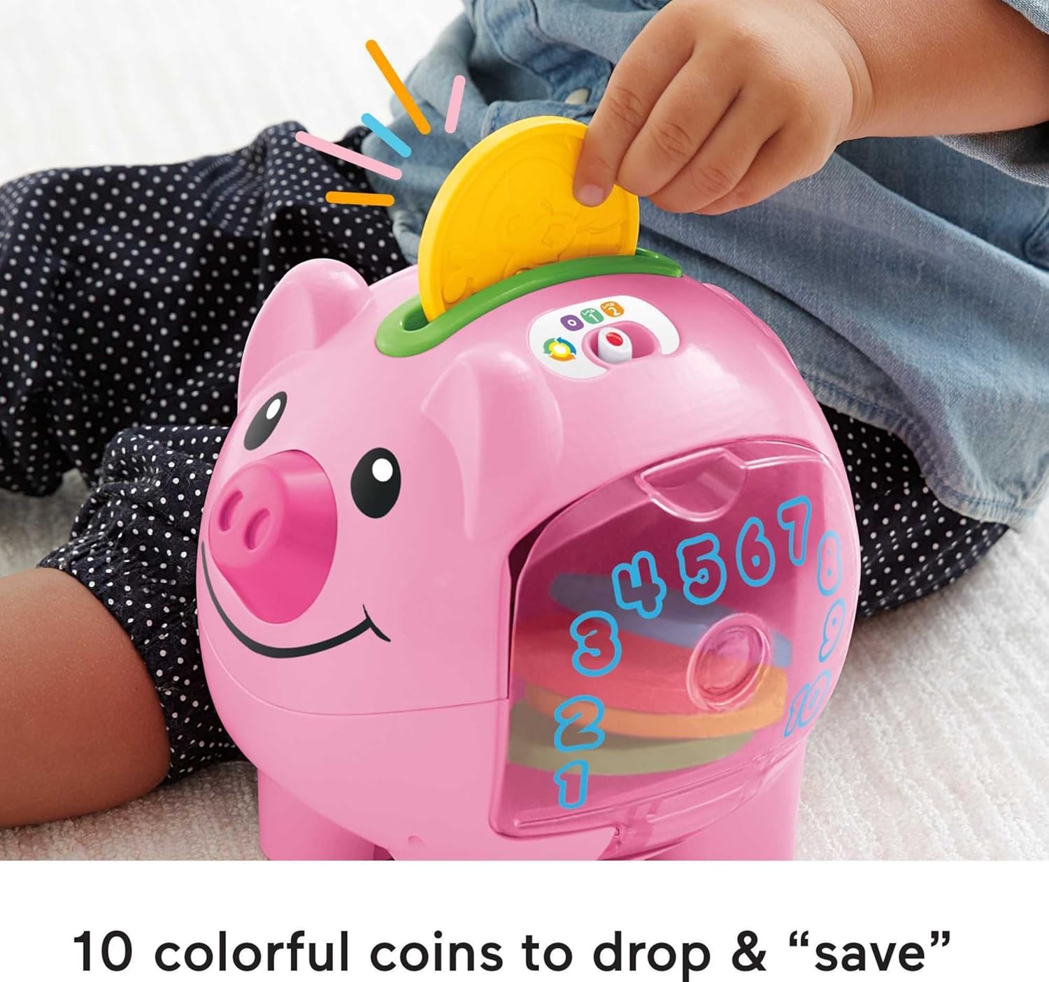 Baby & Toddler Toy Laugh & Learn Smart Stages Piggy Bank with Educational Songs & Phrases for Infants Ages 6+ Months