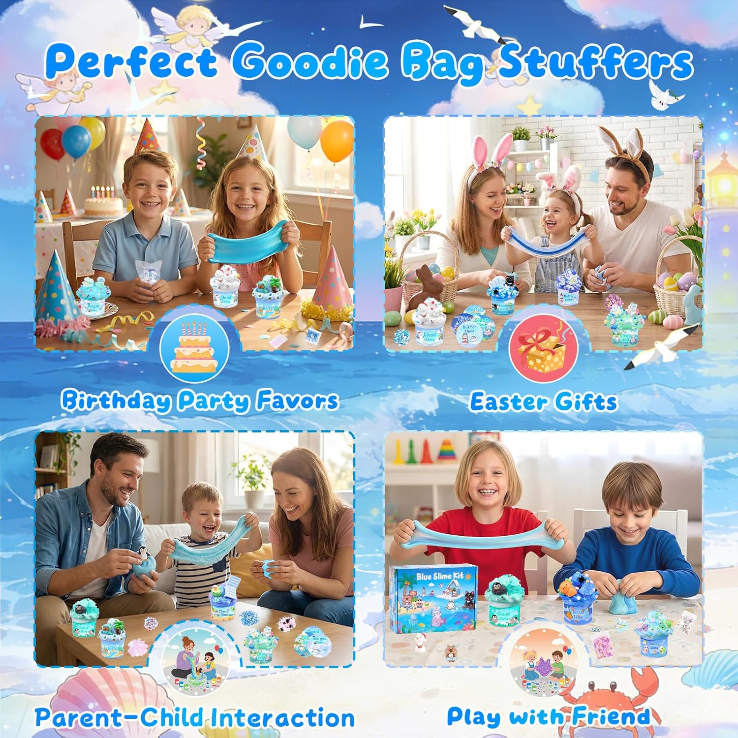 Cloud Slime kit for Girls Ages 8-12, Toys for Girls and Boys, for Kids Slime Set Party kit Goodie Bag Stuffers, 4 5 6 7 8 9 10 Year Old Girl Birthday Gift Cute Stuff