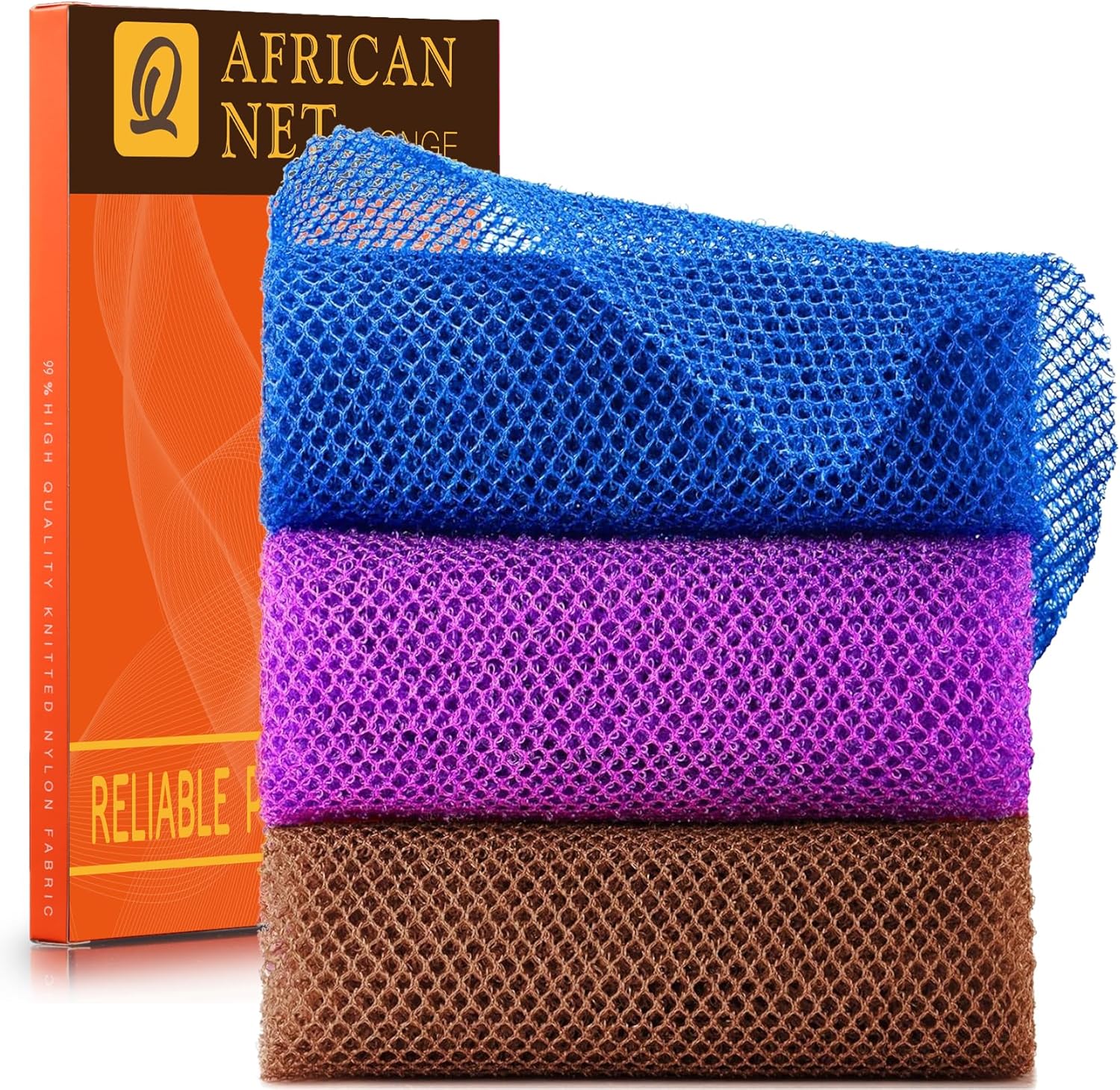 African Bath Sponge African Net Long Net Bath Sponge Exfoliating Shower Body Scrubber Back Scrubber Skin Smoother,Great for Daily Use