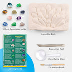National Geographic Gigantic Gemstone Dig Kit – Excavate Real Gems from a Giant Dig Brick, Gem Mining Kit for Kids, STEM Rock Collection Activity, Includes Tools & Learning Guide