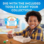 National Geographic Gigantic Gemstone Dig Kit – Excavate Real Gems from a Giant Dig Brick, Gem Mining Kit for Kids, STEM Rock Collection Activity, Includes Tools & Learning Guide