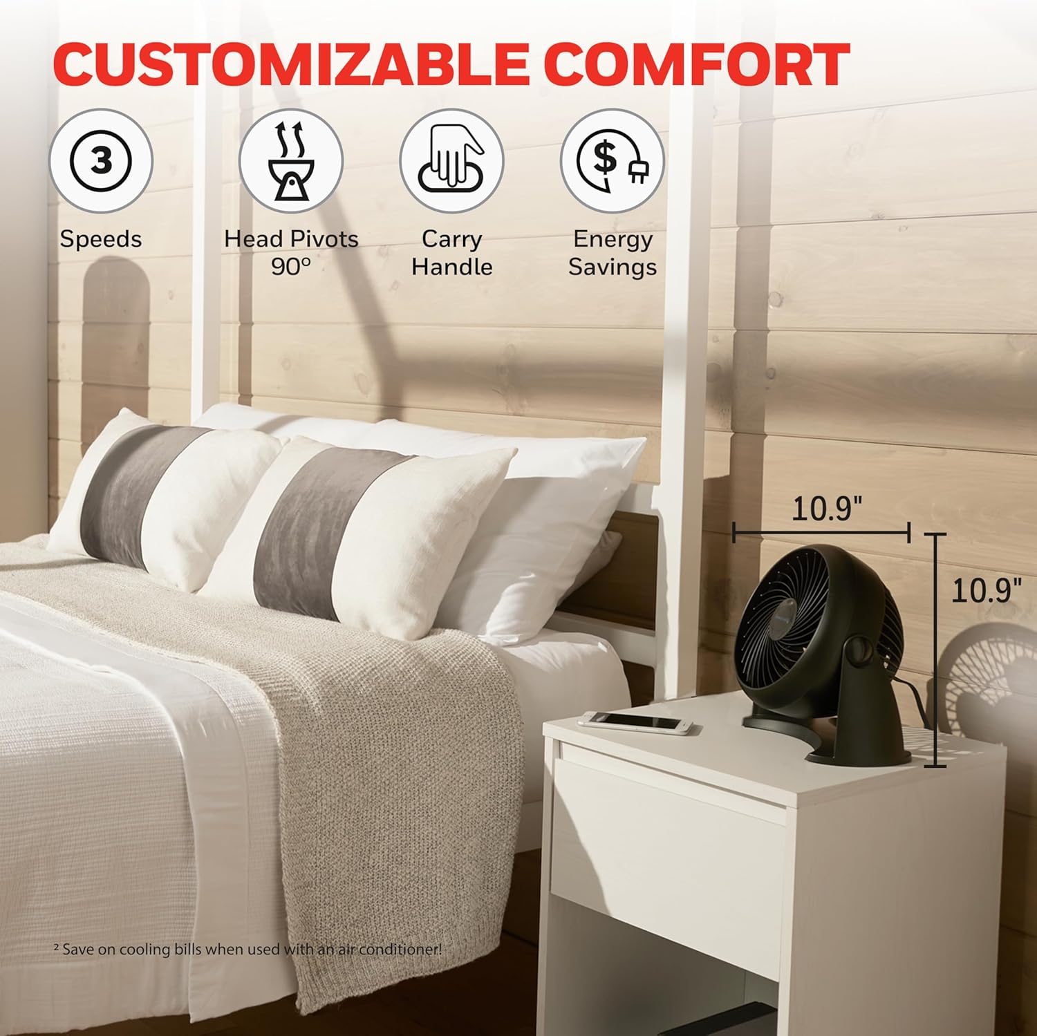 Honeywell TurboForce Air Circulator, Small Tabletop Fan, Quiet Personal Fan for Home or Office, 3 Speeds, 90 Degree Pivoting Head