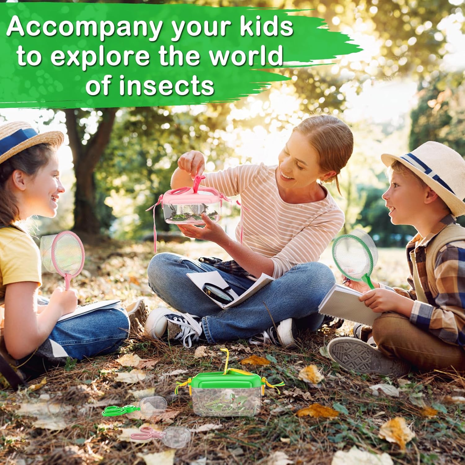 2 Sets Bug Catcher for Kids, Bug Catching Kit Gifts with Butterfly Net Toys | Built-in Magnifying Glass Bugs Box, Kids Camping Toys Bugs Collection Outdoor Explorer Kit for Age 3 4 5 6 7 8