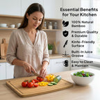 Large Bamboo Cutting Board, Reversible Wood Cutting Board with Juice Groove, Lightweight & Easy to Clean, Eco-Friendly Kitchen Prep Board for Fruits & Vegetables