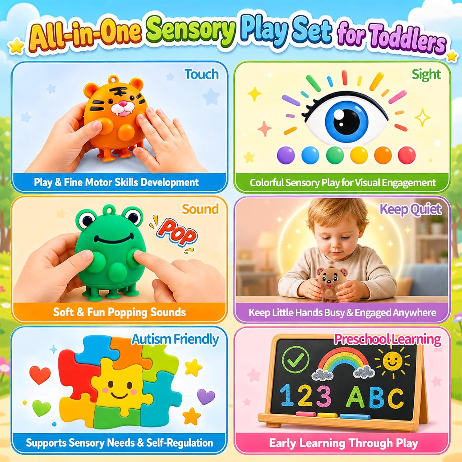 Animal Pop Suction Fidgets Toys, Toddler Travel Toys for Airplane Car Activities Essential, Party Favors for Kids, Goodie Bags Stuffers for Kids, Toddler Bath Toys, Birthday Gifts for Boy Girls