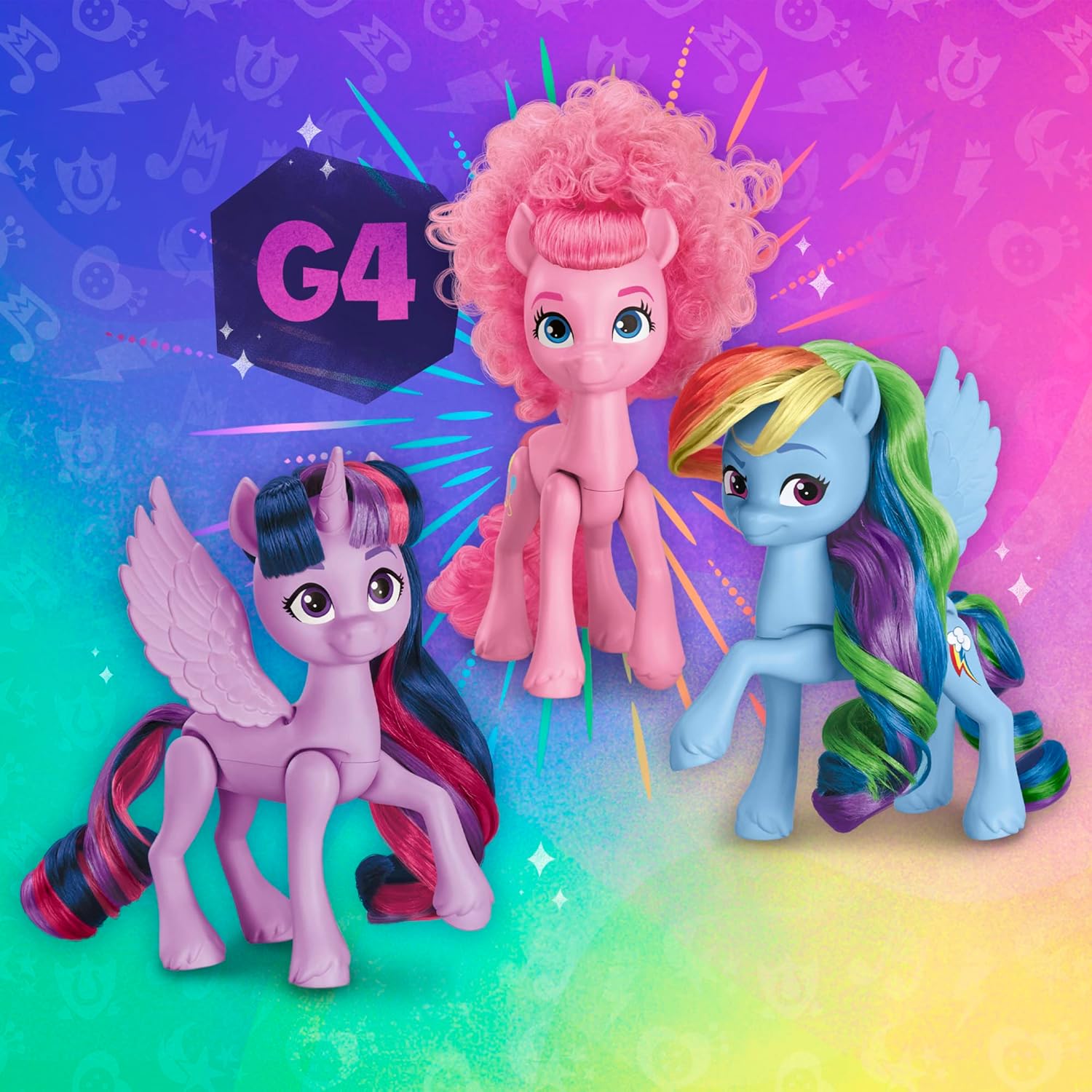 My Little Pony Dolls Rainbow Celebration, 6 Pony Figure Set, 5.5-Inch Dolls, Toys for 3 Year Old Girls and Boys, Unicorn Toys