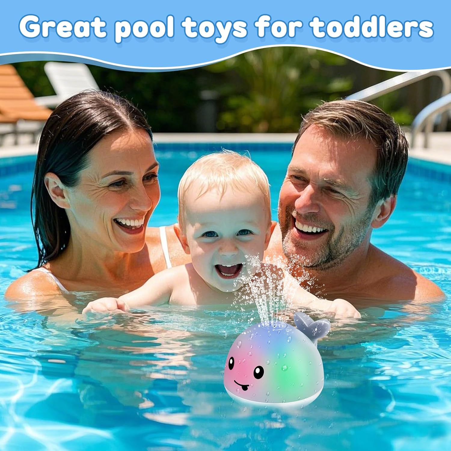 ANGGIKO Baby Bath Toys, Pool Water Table Toy for Babies, Toddler Bath Toys for Kids Ages 1-3, Light Up Whale Bath Toy Sprinkler 1 Year Old Boy Girl Gift Summer Bathtub Fountain Baby Toy 6-12-18 Months
