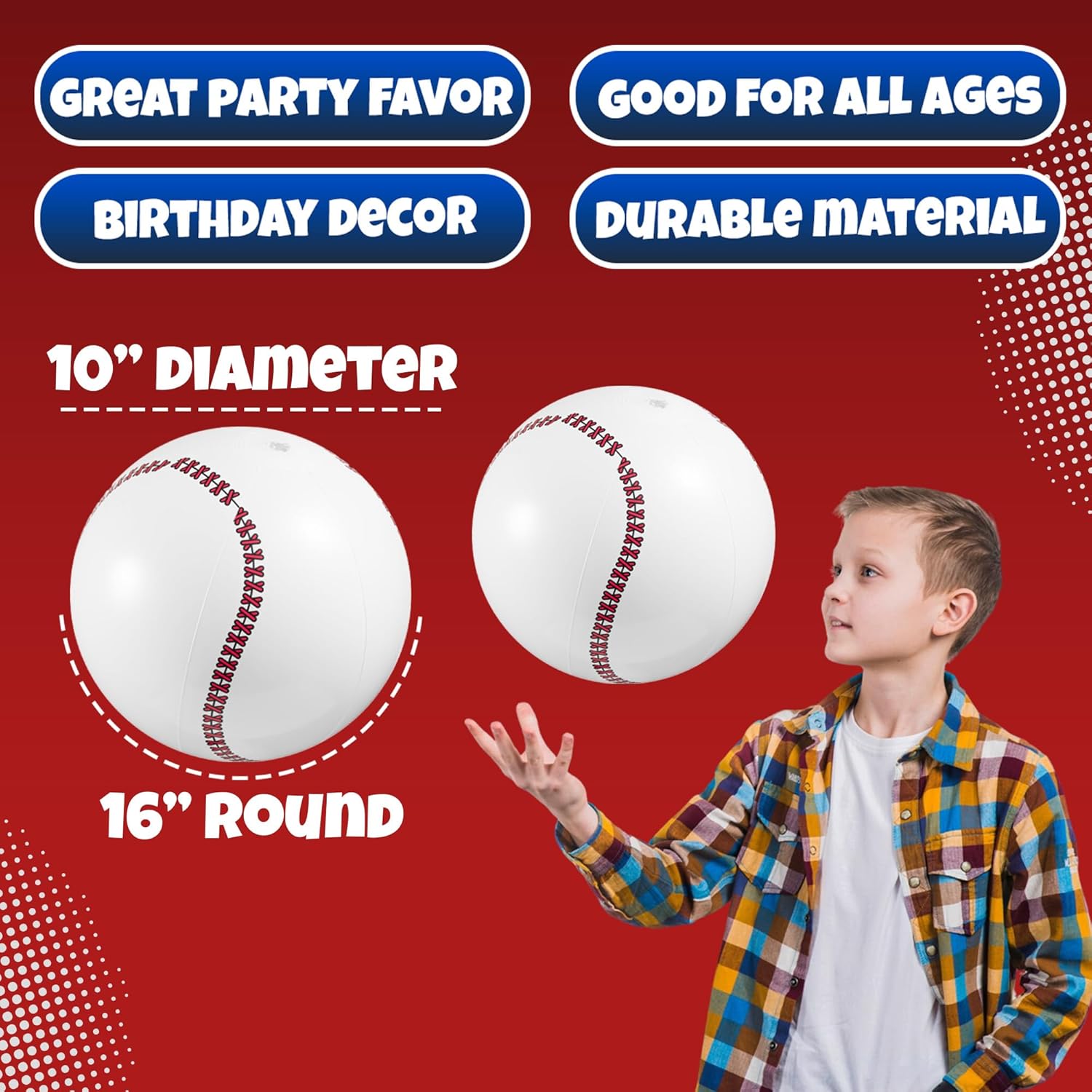 Inflatable Balls (Pack of 12) 16-inch, Beach Balls Bulk for Beach Toys & Birthday Party Decorations & Party Favors for Kids, Goodie Bags Stuffers