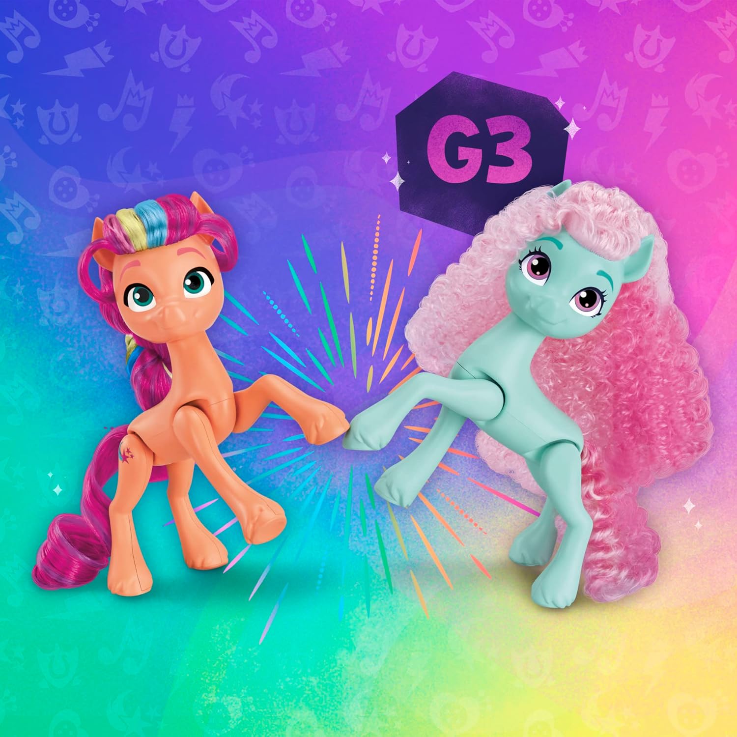 My Little Pony Dolls Rainbow Celebration, 6 Pony Figure Set, 5.5-Inch Dolls, Toys for 3 Year Old Girls and Boys, Unicorn Toys