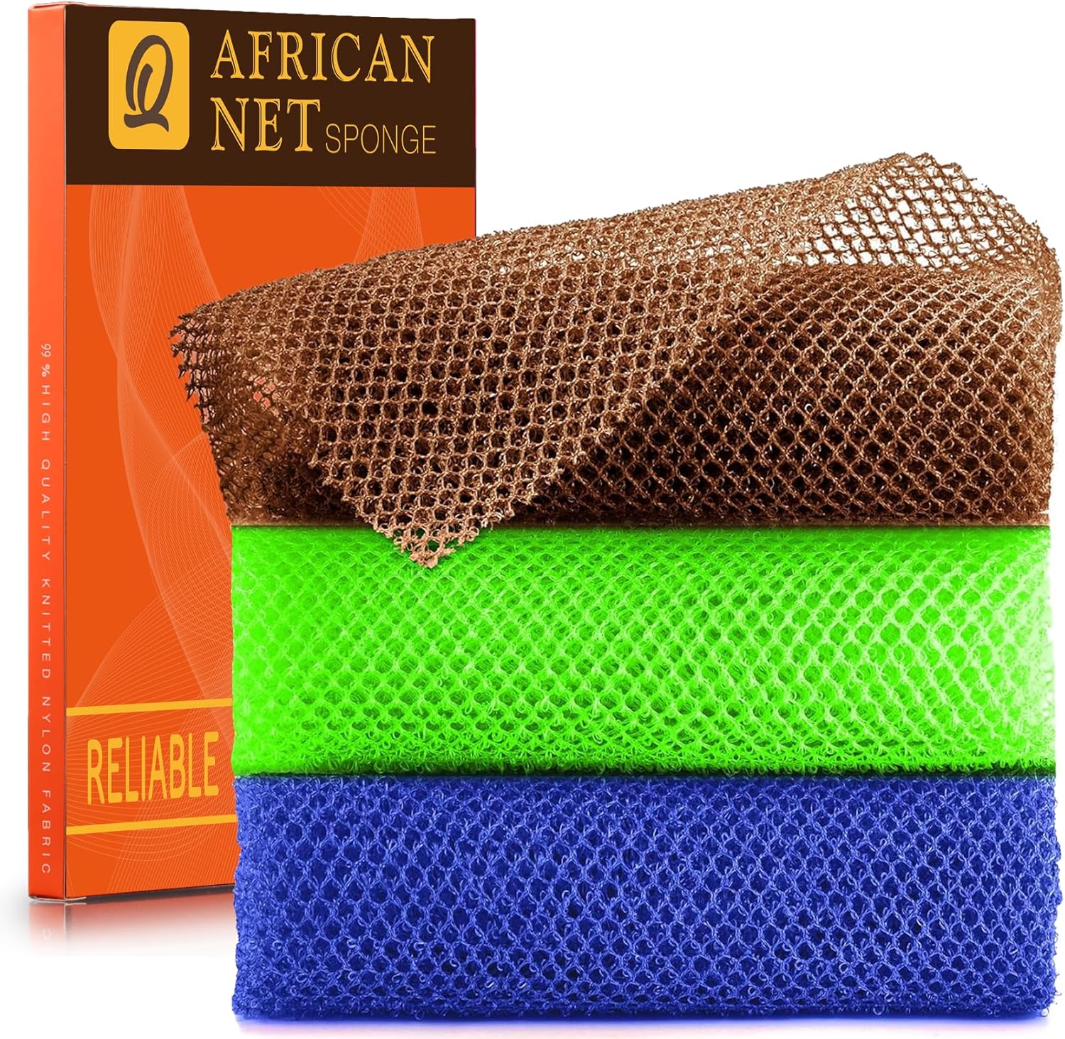 African Bath Sponge African Net Long Net Bath Sponge Exfoliating Shower Body Scrubber Back Scrubber Skin Smoother,Great for Daily Use