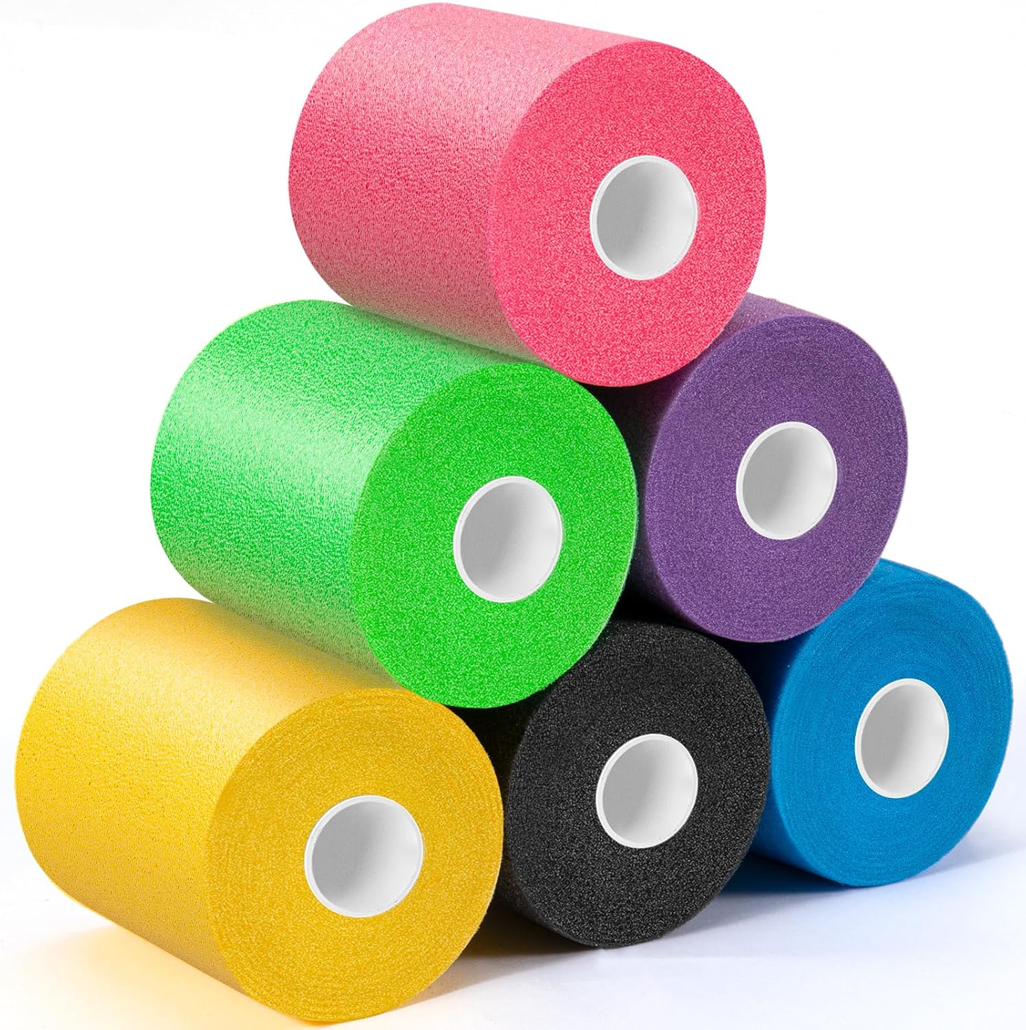 Upgraded 6 Pack Pre Wrap Athletic, Black Prewrap Athletic Tape for Hair Soccer, Soccer Sports Pre Wrap Tape, Pre-Wrap Foam Underwrap Tape