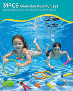 Click to see full view 31Pcs Swim Dive Toys Pool Games Outdoor Water Essential Bath Accessories for Kid Toddler Baby Toy Age 3 4 5 6 7 8 9 10 11 12 Year Old Cool Girl Boy Stuff Fun Summer Gift