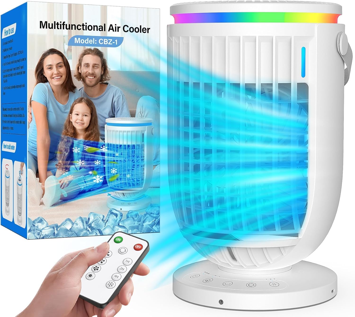 Portable Air Conditioners,Evaporative Air Cooler with Remote,120° Oscillating,1200ML Personal Mini Air Conditioner Fan Cooling Fan with 2 Modes,3 Speeds, Portable AC Unit for Bedroom Office