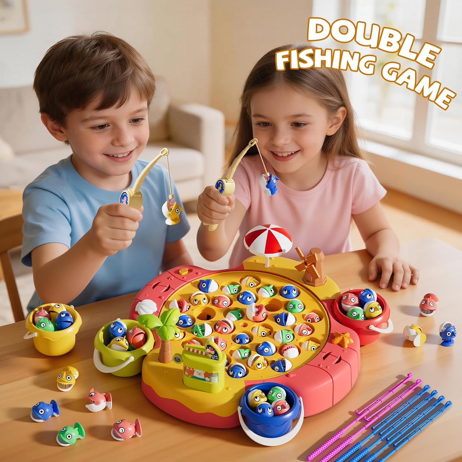 ORANGE OCEAN 66 PCS Magnetic Fishing Games for Kids Ages 4-8, Toddler Board Games for Kids 4-6 8-12, Toys for 3 4 5 6 Year Old Boys Girls, Ideas Birthday Gifts for Boys Girls 3-5 6-8