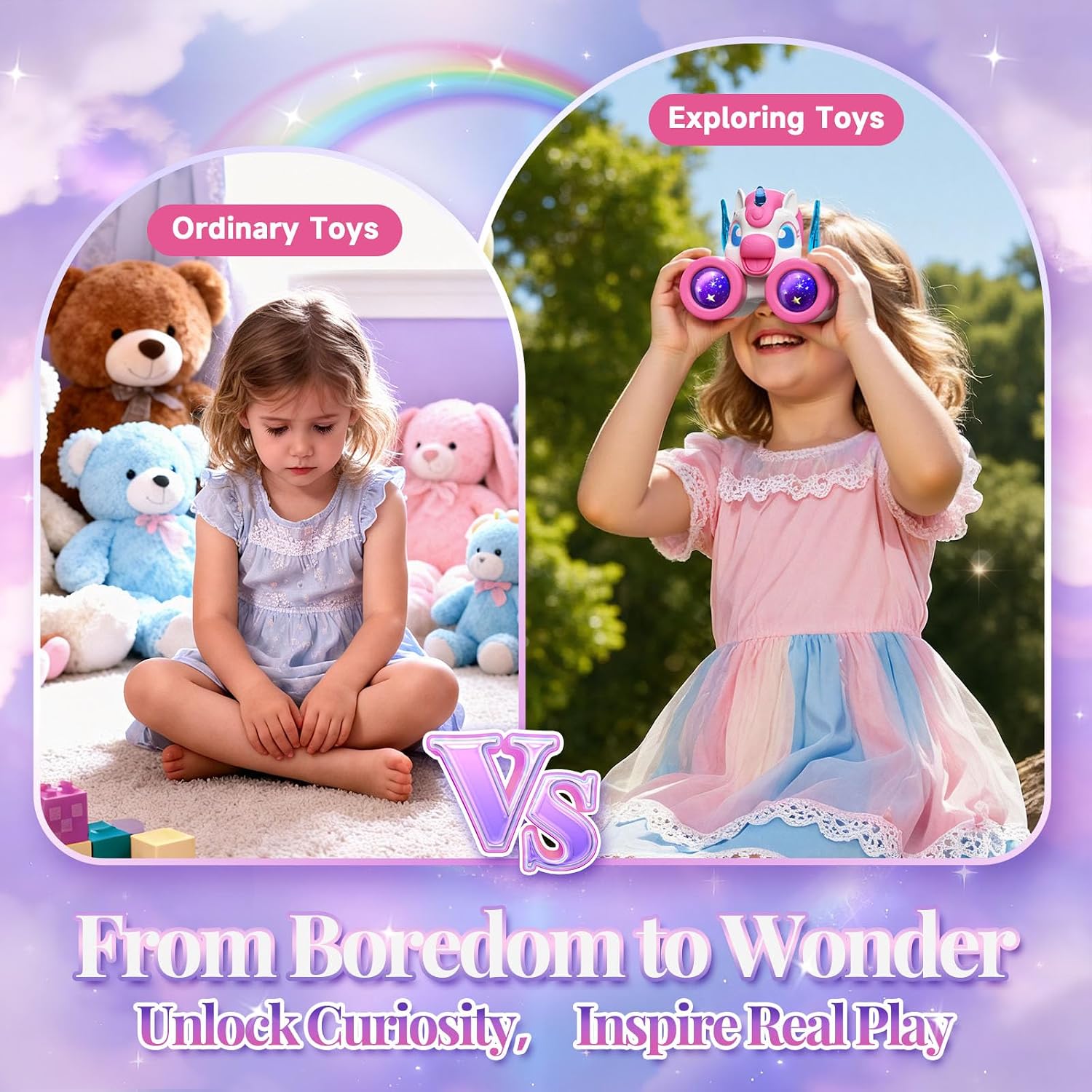Unicorn Toys for Girls Age 3-12,Cute Heart & Wings Design Kids Binoculars with Bird Watching Manual,Toddler Toys,Kids Stocking Stuffers,3 4 5 6 7 8 9 10 11 12 Year Old Girl Christmas Birthday Gifts