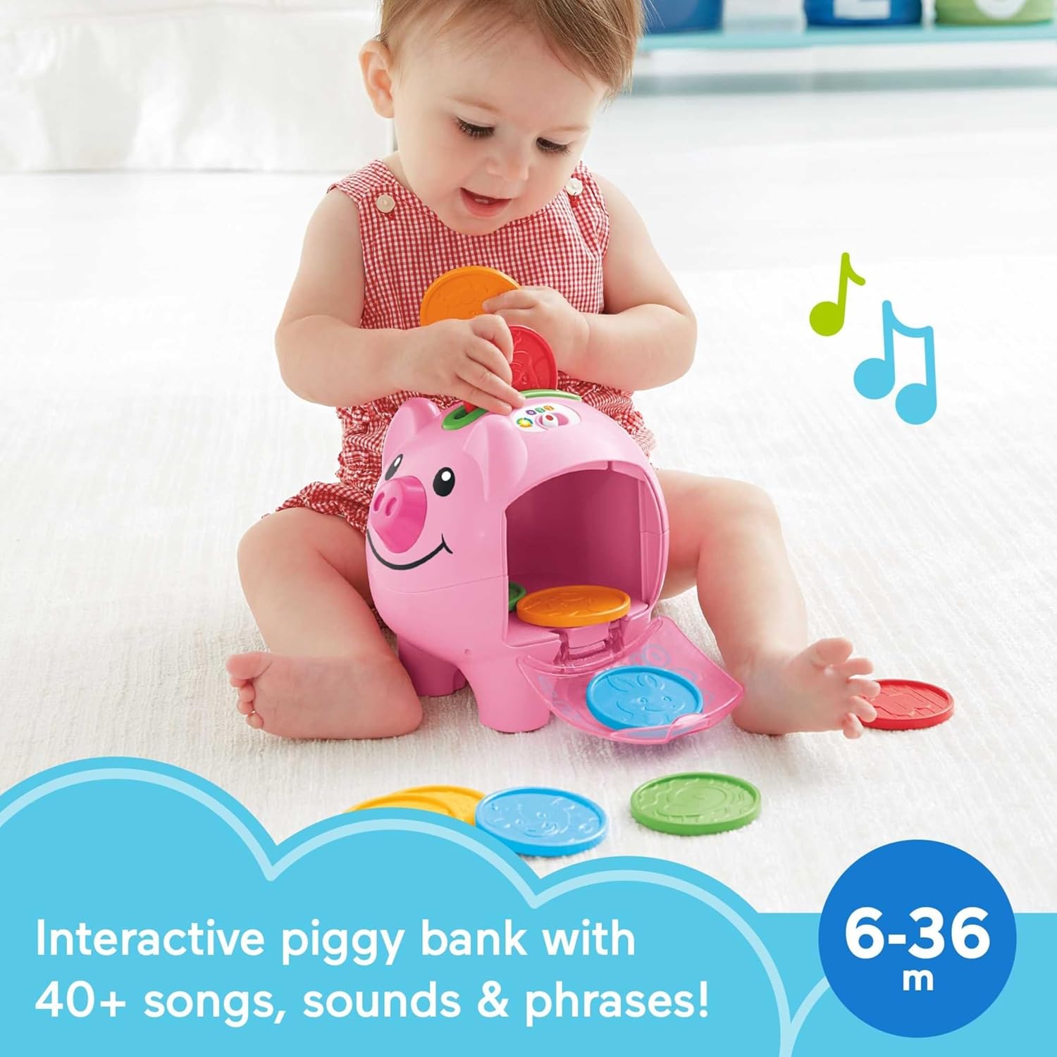 Baby & Toddler Toy Laugh & Learn Smart Stages Piggy Bank with Educational Songs & Phrases for Infants Ages 6+ Months