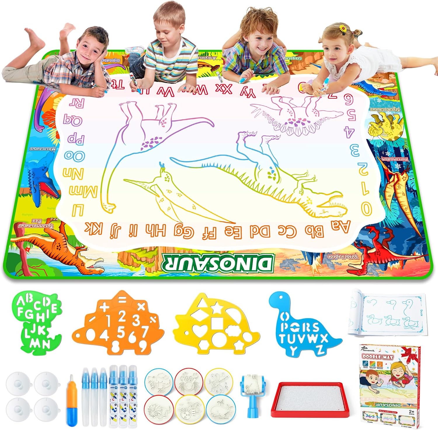 Jasonwell Aqua Water Doodle Mat 40 X 32 Inches Large Magic Drawing Doodling Mat Coloring Mat Educational Toys Christmas Birthday Gifts for Kids Toddler Boys Girls Age 2 3 4 5 6 7 8 Year Old