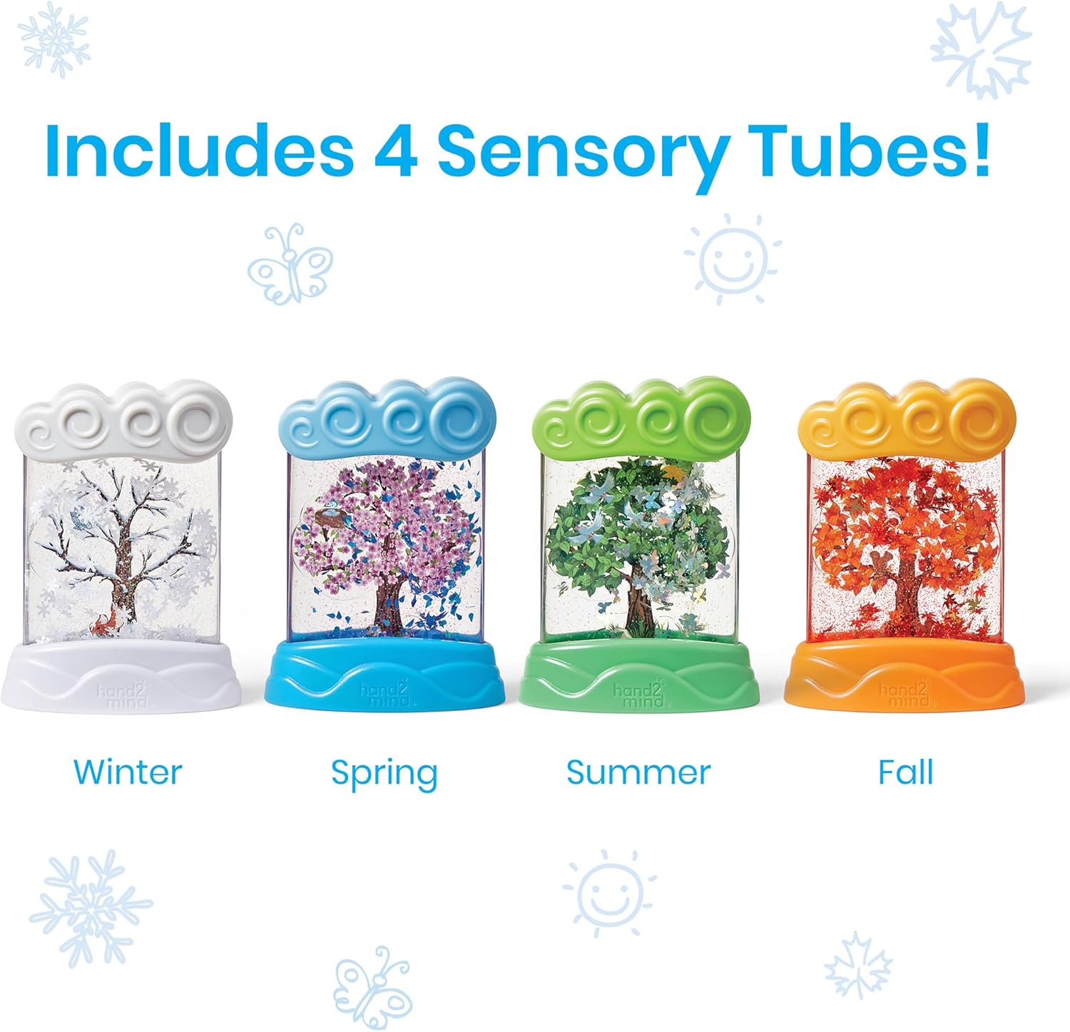 hand2mind Changing Seasons Sensory Tubes, Calm Down Corner Supplies, Quiet Fidgets, Travel Toddler Toys, Preschool Classroom Must Haves, Hands-On Stress Relief Toy, Anxiety Relief Items for Kids