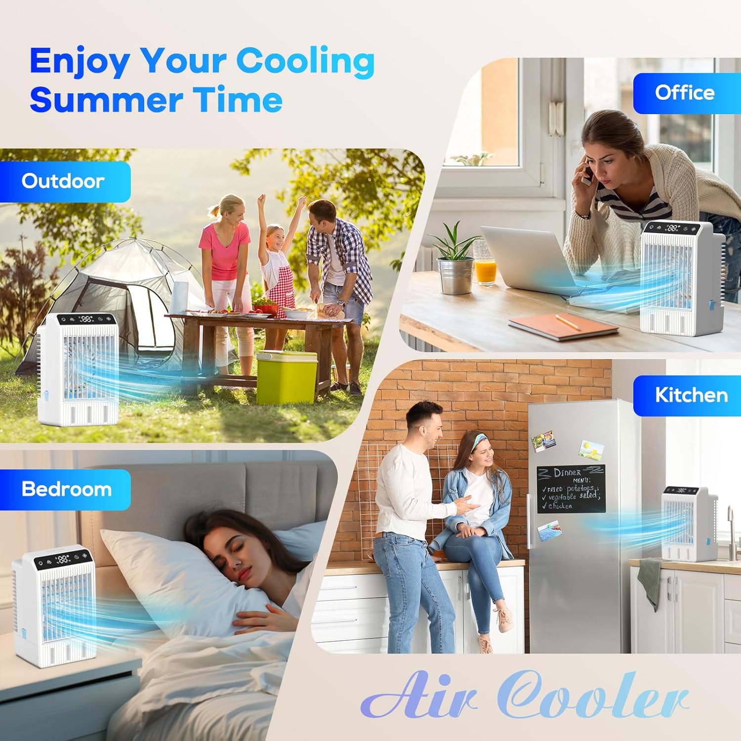 Portable Air Conditioners: Mini AC Fan Swamp Evaporative Cooler with 1000ML Water Tank USB Powered Personal Car Air Conditioner for Room Bedroom Office Camping Tent