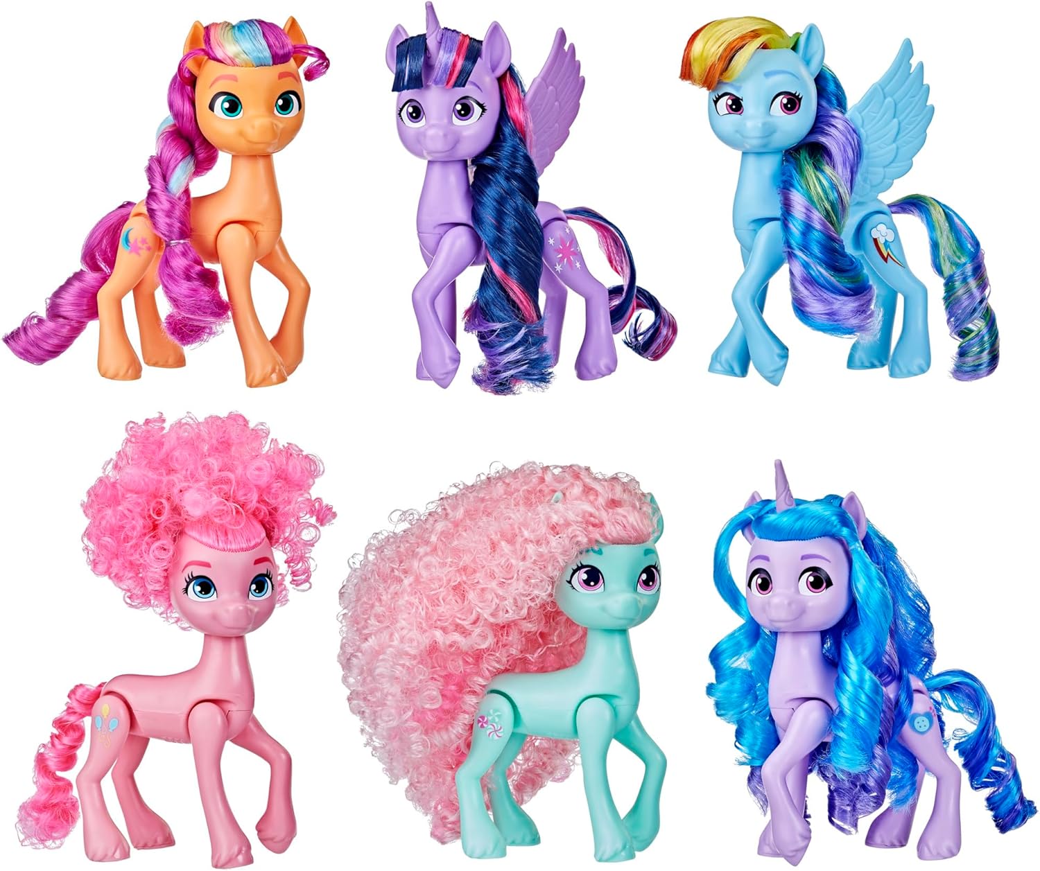 My Little Pony Dolls Rainbow Celebration, 6 Pony Figure Set, 5.5-Inch Dolls, Toys for 3 Year Old Girls and Boys, Unicorn Toys
