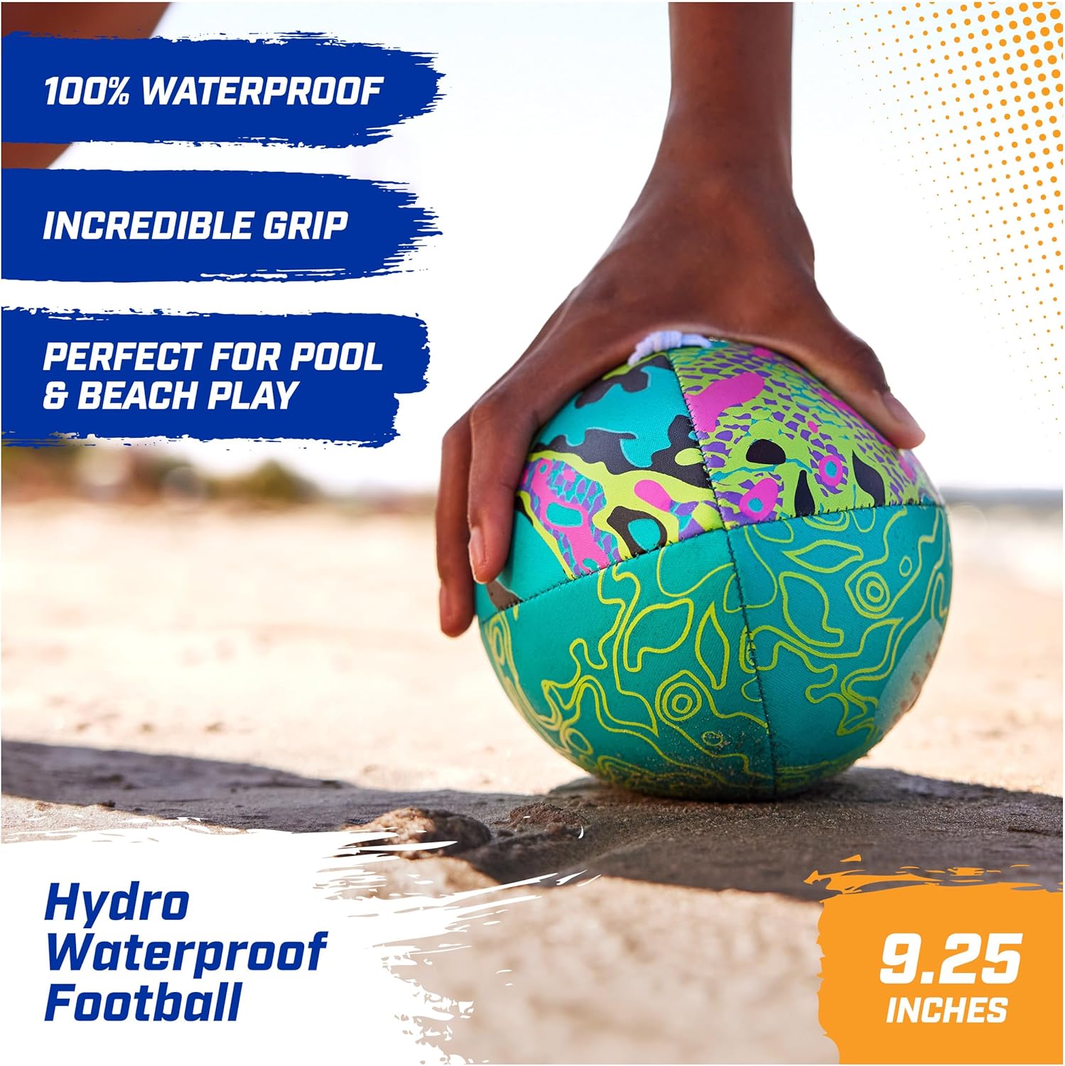 Swimways Hydro Waterproof Football, Outdoor Games for Adults and Kids, Swimming Pool Accessories and Pool Party Games,9.25 Inches