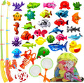 Goody King Magnetic Fishing Game Pool Party Pole Rod Net - Bathtub Outdoor Indoor Carnival Party Water Table Fish Toys Age 3-5 6 4-8