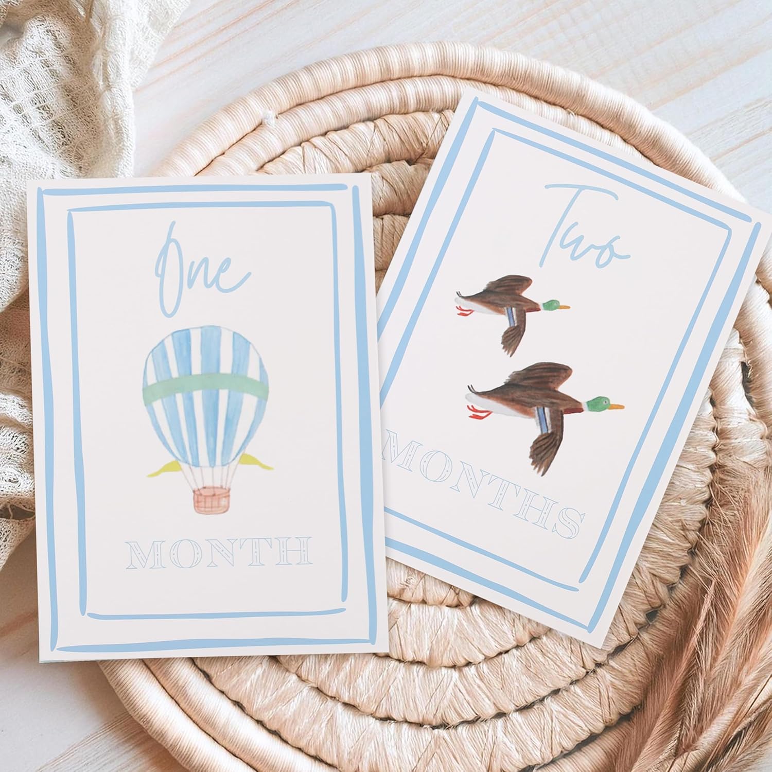 Boy Watercolor Milestone Cards - My First Monthly Milestone Cards,Blue Boy 12 Monthly Newborn Photos