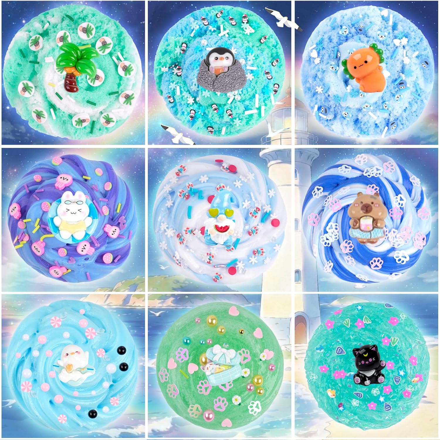 Cloud Slime kit for Girls Ages 8-12, Toys for Girls and Boys, for Kids Slime Set Party kit Goodie Bag Stuffers, 4 5 6 7 8 9 10 Year Old Girl Birthday Gift Cute Stuff