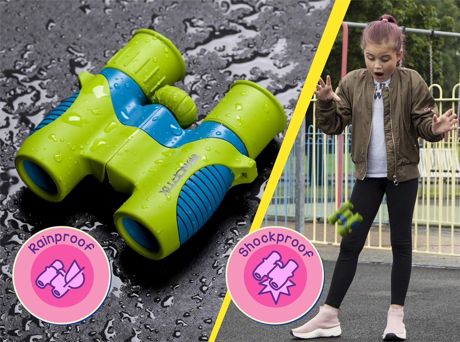 Binoculars for Kids, Girls or Boys Real Kids Binoculars in Vibrant - Includes Sticker Book with 40 Bird Species - Small Toys for Toddlers