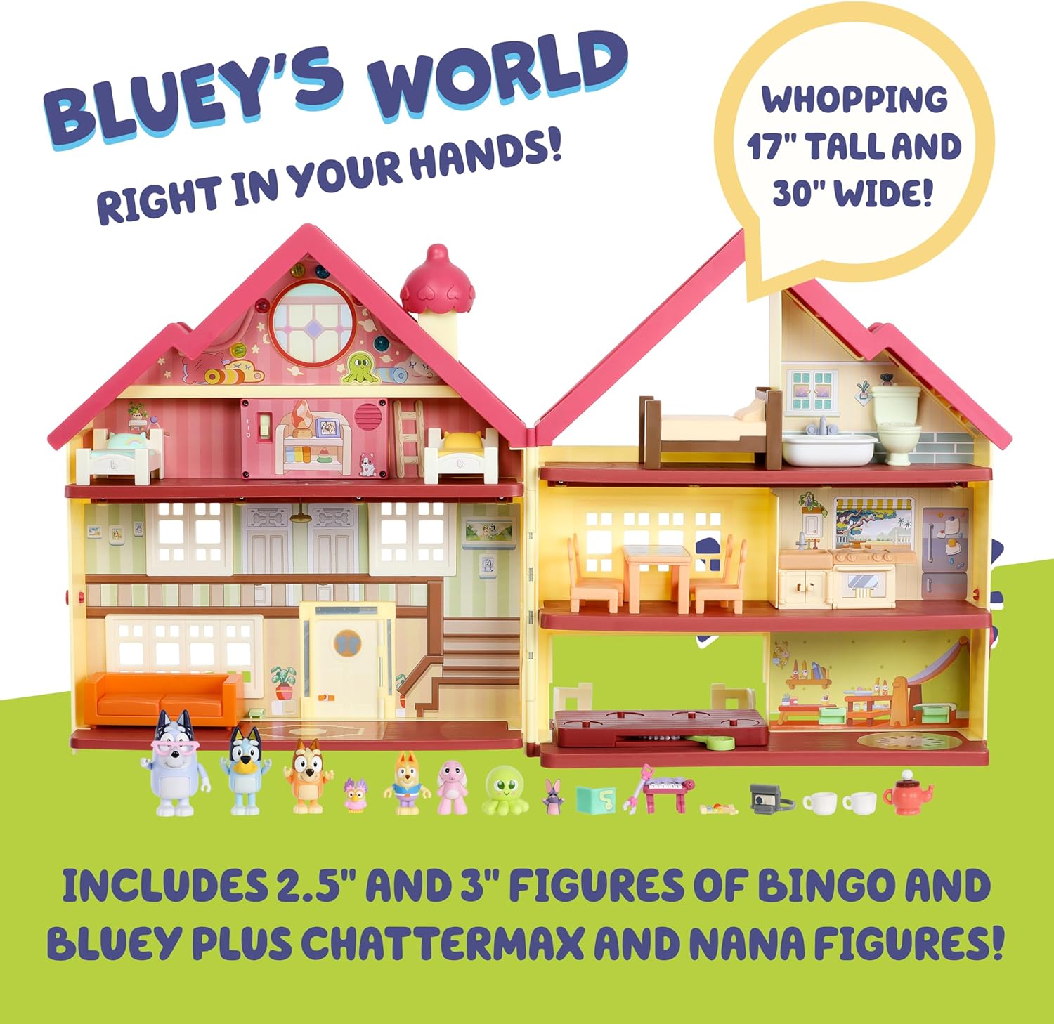 Bluey House Playset for Kids, XL Ultimate Interactive Lights and Sounds Playhouse Toys, Includes Dance Floor, Dollhouse, Toy Set Ages 3+
