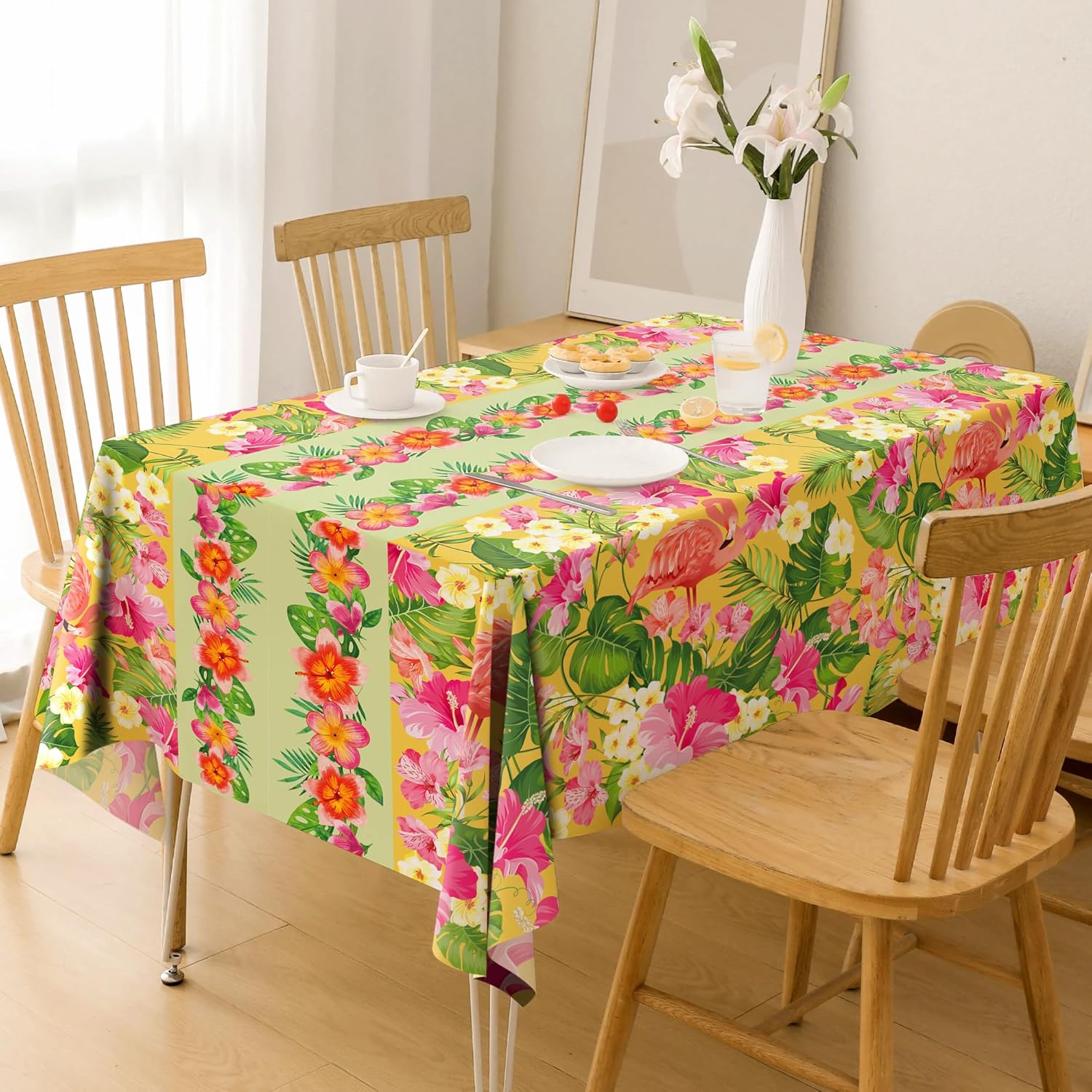 Summer Party Decorations - Summer Decorations for Home - 2 Pack Disposable Plastic Tablecloth | Floral Tablecloth for Mothers Day Wildflower Butterfly Birthday Garden Party Decorations