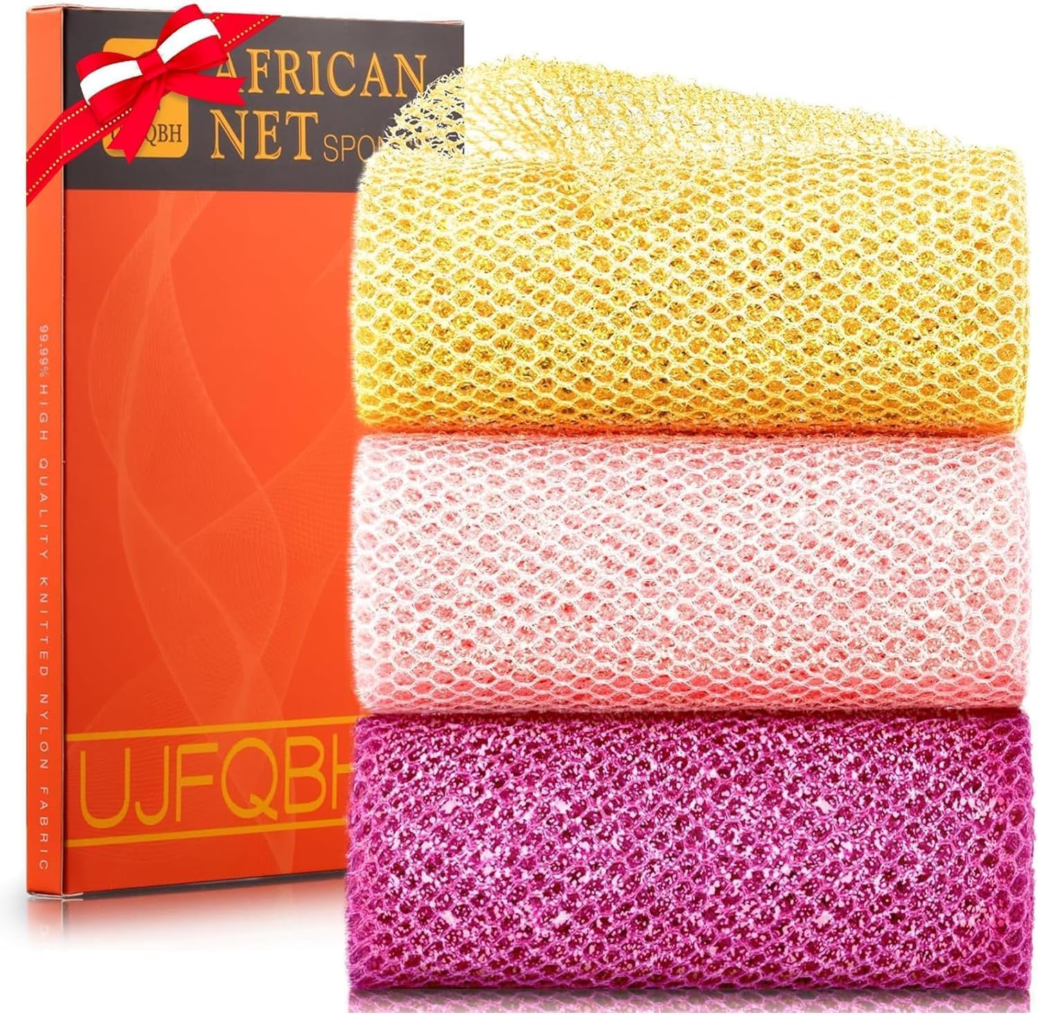 African Bath Sponge African Net Long Net Bath Sponge Exfoliating Shower Body Scrubber Back Scrubber Skin Smoother,Great for Daily Use