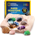 National Geographic Gigantic Gemstone Dig Kit – Excavate Real Gems from a Giant Dig Brick, Gem Mining Kit for Kids, STEM Rock Collection Activity, Includes Tools & Learning Guide
