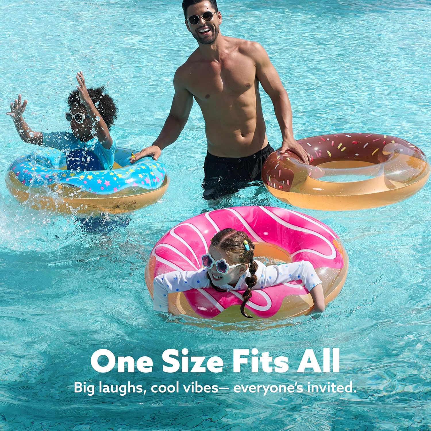 JOYIN 3 Pack Pool Floats, Pool Tube for Kids Swim Rings Inflatable Tubes, Floatie Ring Water Toys for Swimming, Summer Beach Party