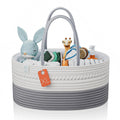 KiddyCare Baby Diaper Caddy Organizer, Cotton Nursery Baby Gift Basket with Handle Lid Baby Caddy Organizer, Portable Baby Basket Diapers & Wipes, Basket for Moms