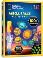 National Geographic Mega Space Activity Kit - Glow in The Dark Science Craft Kit for Kids with 100+ Pieces, Launch a Rocket, Create Glowing Constellations, Paint a Solar System & More