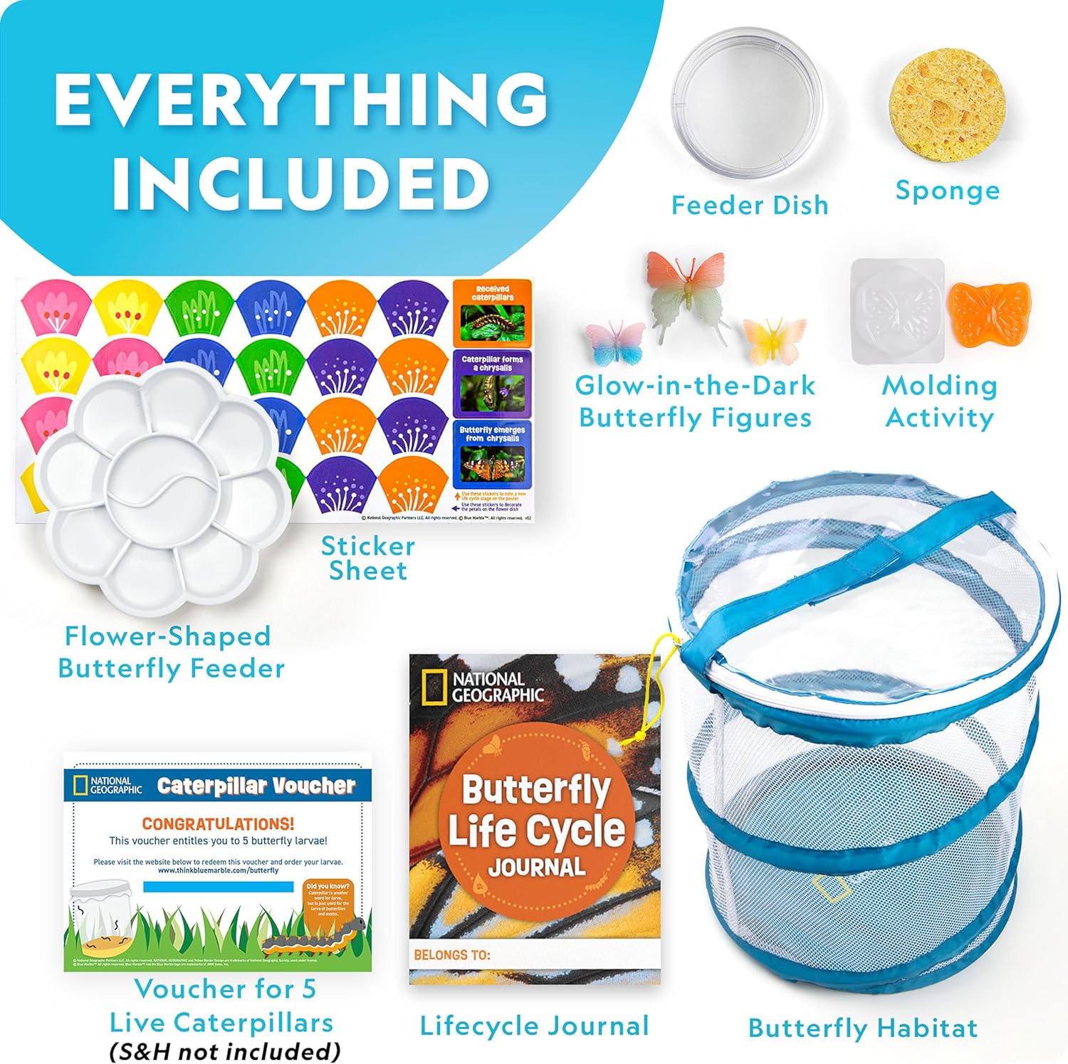 National Geographic Bug Catcher Kit and Outdoor Insect Habitat for Kids | 360-Degree Viewer, 2 Magnifying Lenses, Catching Net, Tweezers, Outdoor Exploration Toy, Insect Science, Birthday Gift