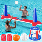 JOYIN Inflatable Pool Float Set Volleyball Net & Basketball Hoops, Balls Included for Kids and Adults Swimming Game Toy, Summer Floaties, Volleyball Court |Basketball