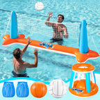 JOYIN Inflatable Pool Float Set Volleyball Net & Basketball Hoops, Balls Included for Kids and Adults Swimming Game Toy, Summer Floaties, Volleyball Court |Basketball