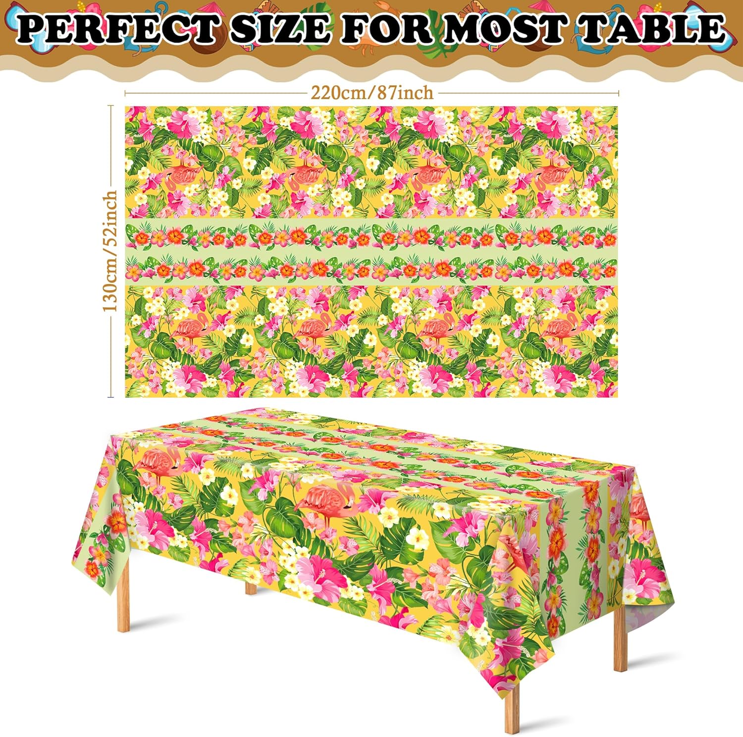 Summer Party Decorations - Summer Decorations for Home - 2 Pack Disposable Plastic Tablecloth | Floral Tablecloth for Mothers Day Wildflower Butterfly Birthday Garden Party Decorations
