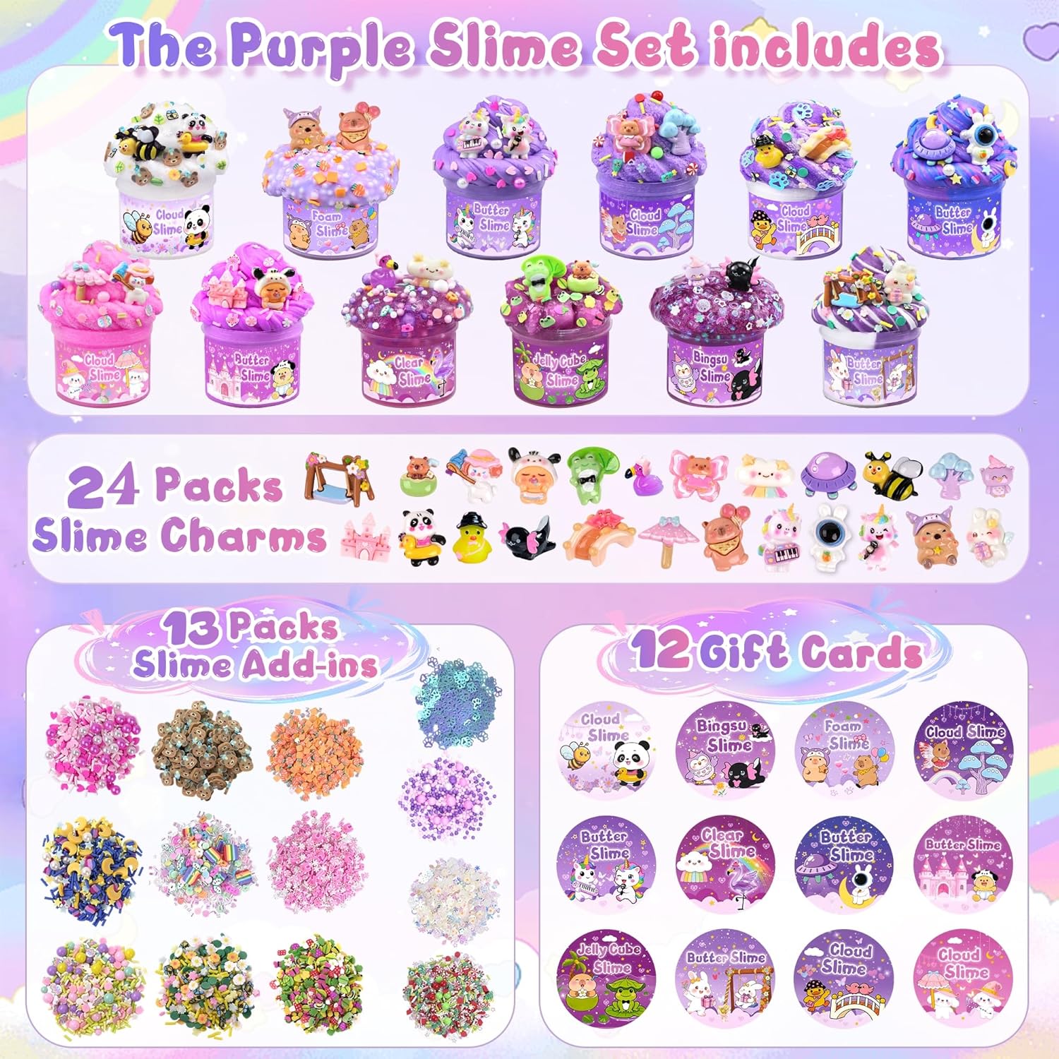 Cloud Slime kit for Girls Ages 8-12, Toys for Girls and Boys, for Kids Slime Set Party kit Goodie Bag Stuffers, 4 5 6 7 8 9 10 Year Old Girl Birthday Gift Cute Stuff