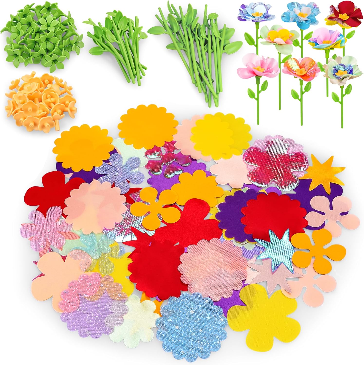 Fabric Flower Bouquets Toys, DIY Craft Kits Toys for Kids - Flowers Market Toy, Build Your Flower Bouquet, Arts & Crafts for 4+ Year Toddler Girl, Educational Activity Preschool B-Day Gifts