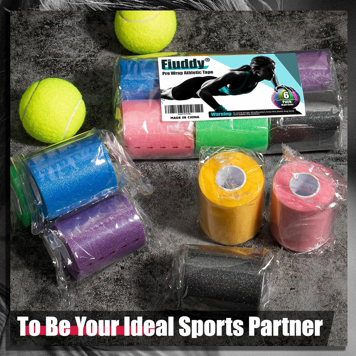 Upgraded 6 Pack Pre Wrap Athletic, Black Prewrap Athletic Tape for Hair Soccer, Soccer Sports Pre Wrap Tape, Pre-Wrap Foam Underwrap Tape
